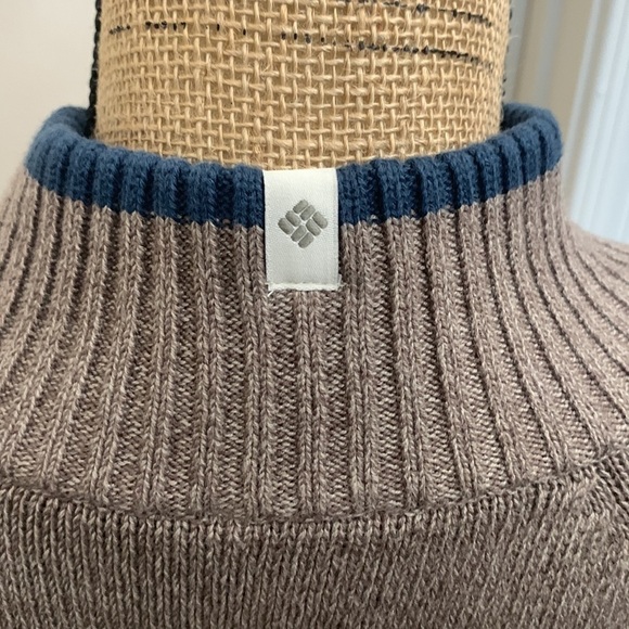 Columbia Cotton Sweater Brown Heathered High Collar Size XL - Picture 8 of 10